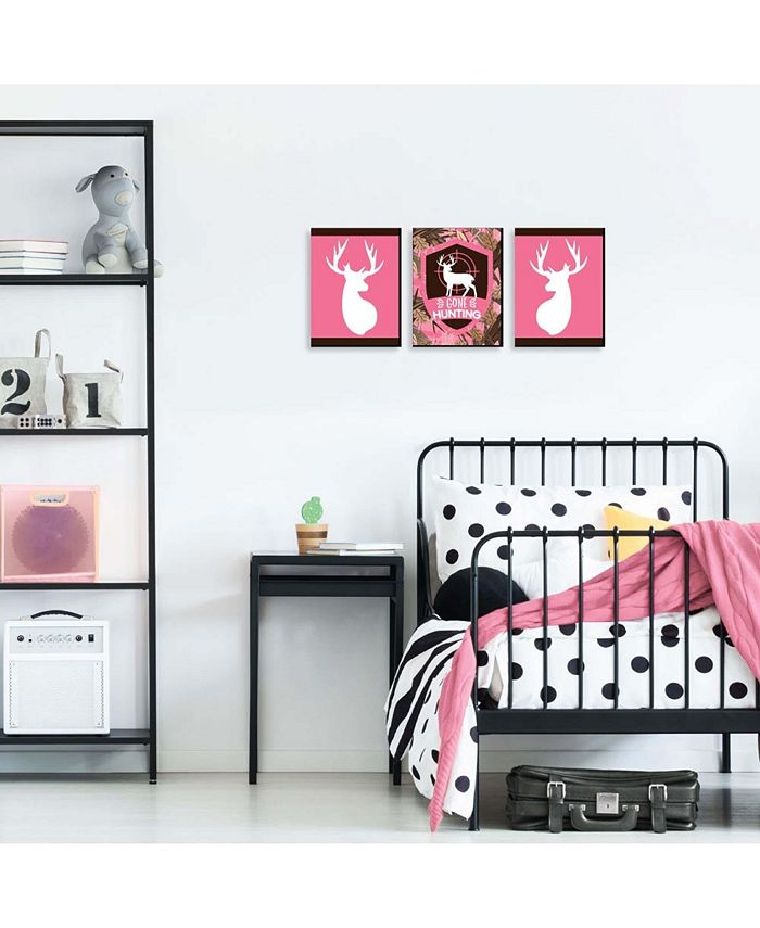 Big Dot of Happiness Pink Gone Hunting Camo Wall Art Room Decor 7.5