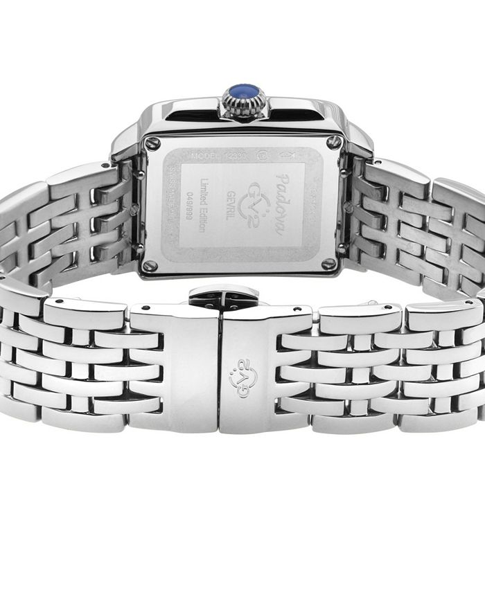 GV2 GEVRIL Women's Padova Gemstone Diamond Leather Strap Watch, 27mm x 30mm - 0.0116 ctw