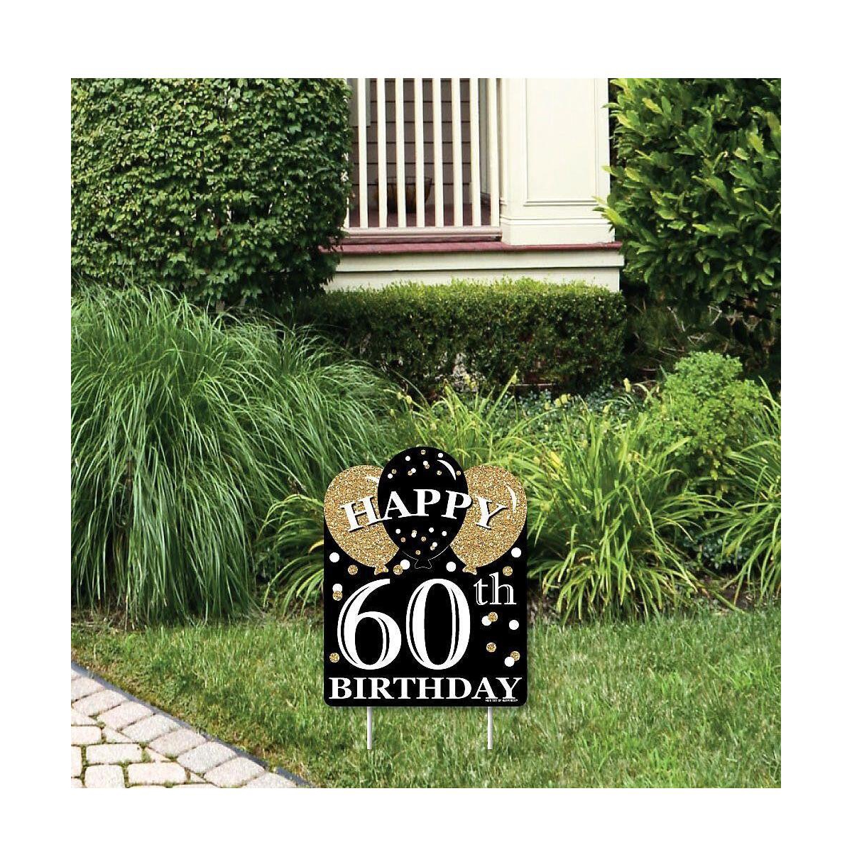 15245481 Adult 60th Birthday - Gold - Outdoor Lawn Sign - B sku 15245481