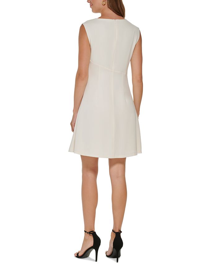 DKNY Women's Sleeveless Asymmetric Neck Scuba Crepe Dress, Scarlet, Scarlet, 8 price in Saudi
