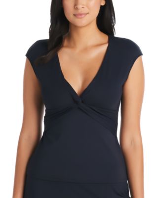 Bleu by Rod Beattie - Women's Let's Get Twisted Cap-Sleeve Tankini Top