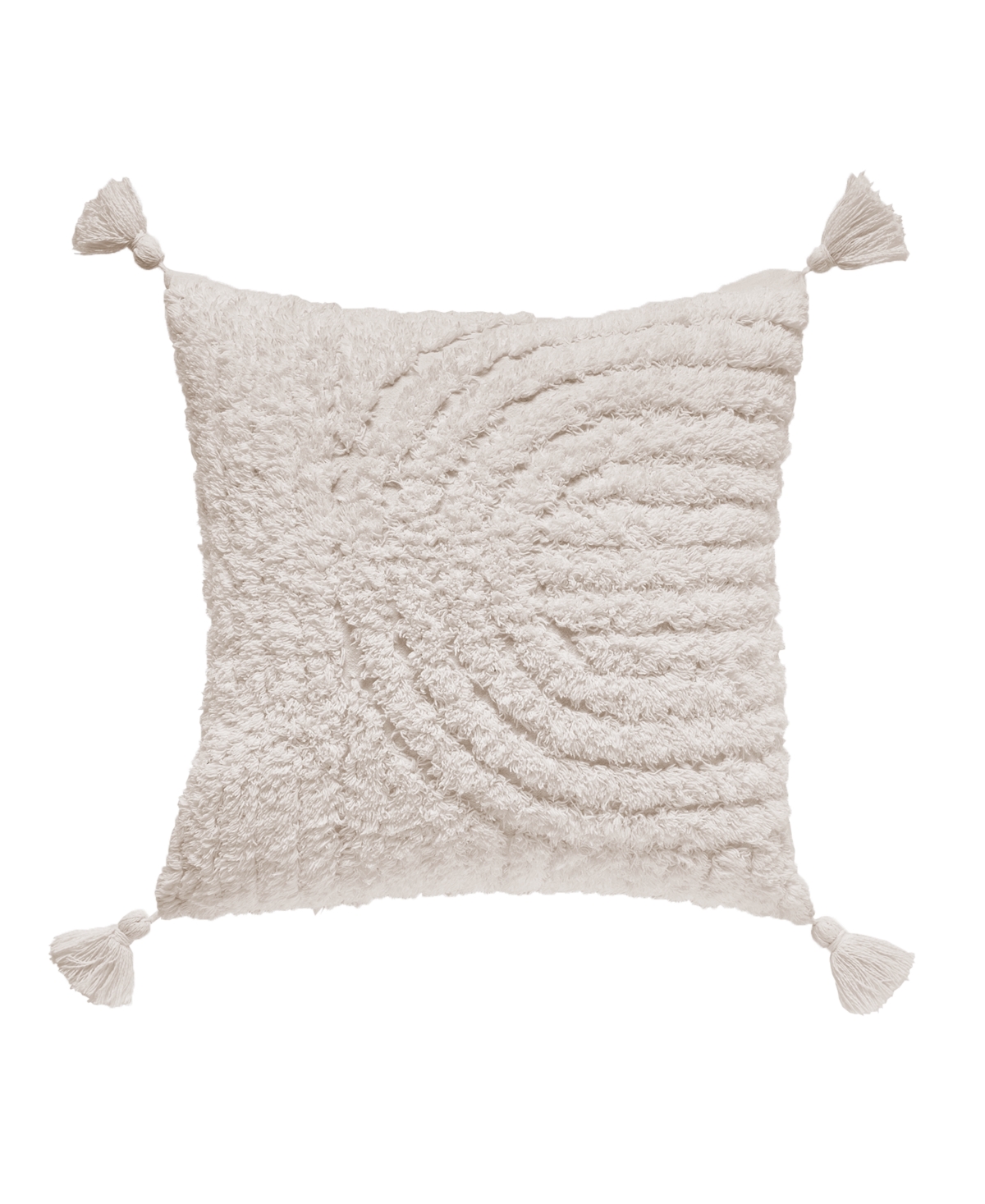 Splendid Chenille Decorative Tufted Cotton Pillow, 16" X 16" In Greige