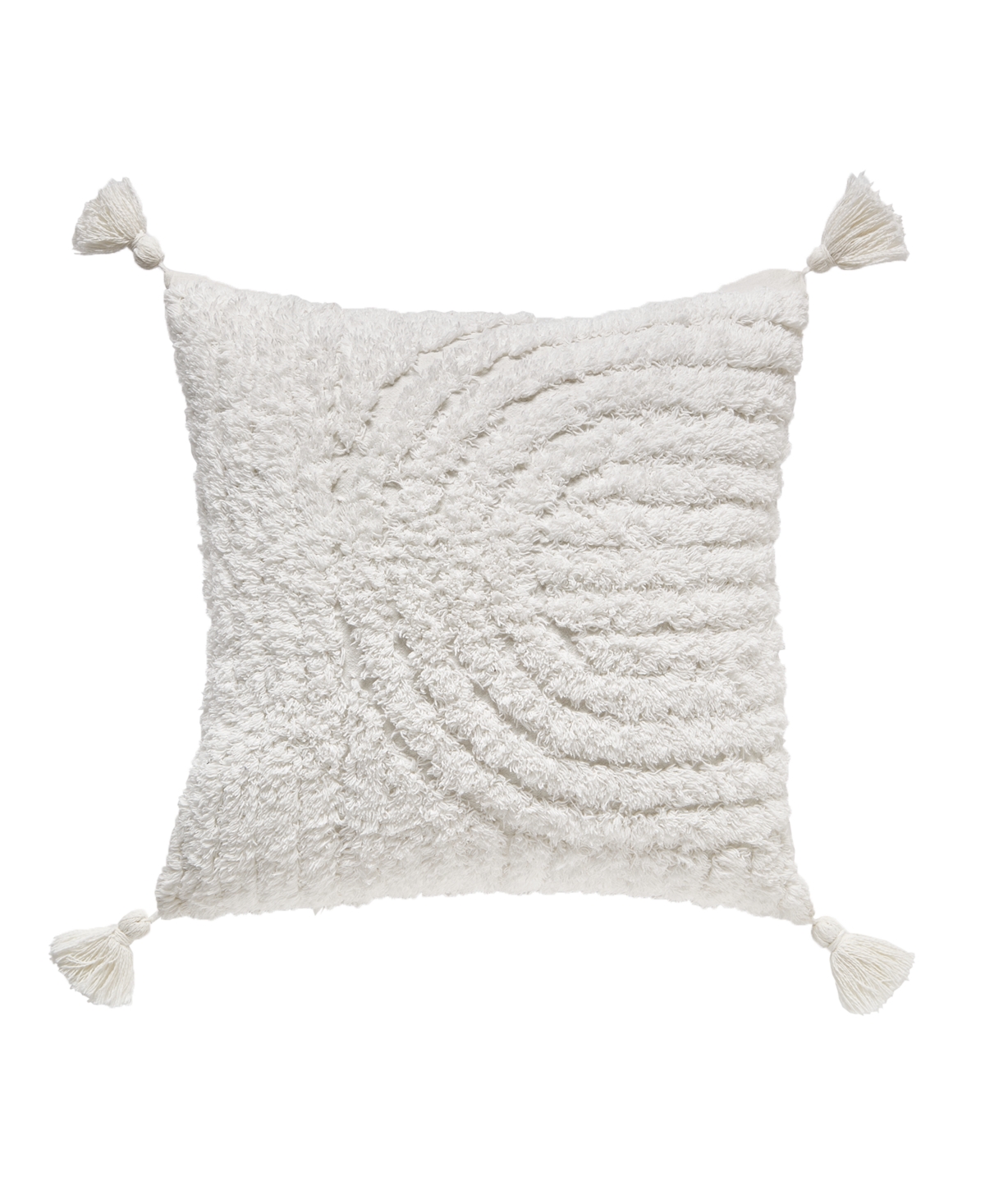 Splendid Chenille Decorative Tufted Cotton Pillow, 16" X 16" Bedding In White