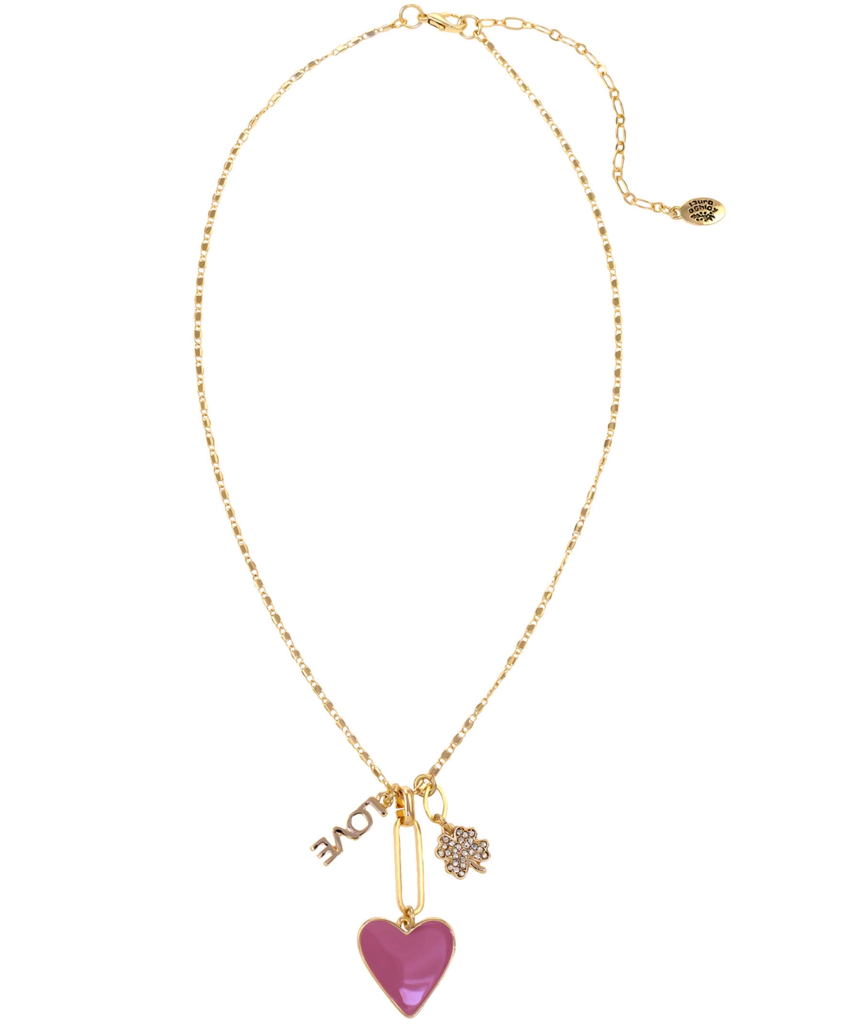 Laura Ashley Love Charm Necklace In Pink