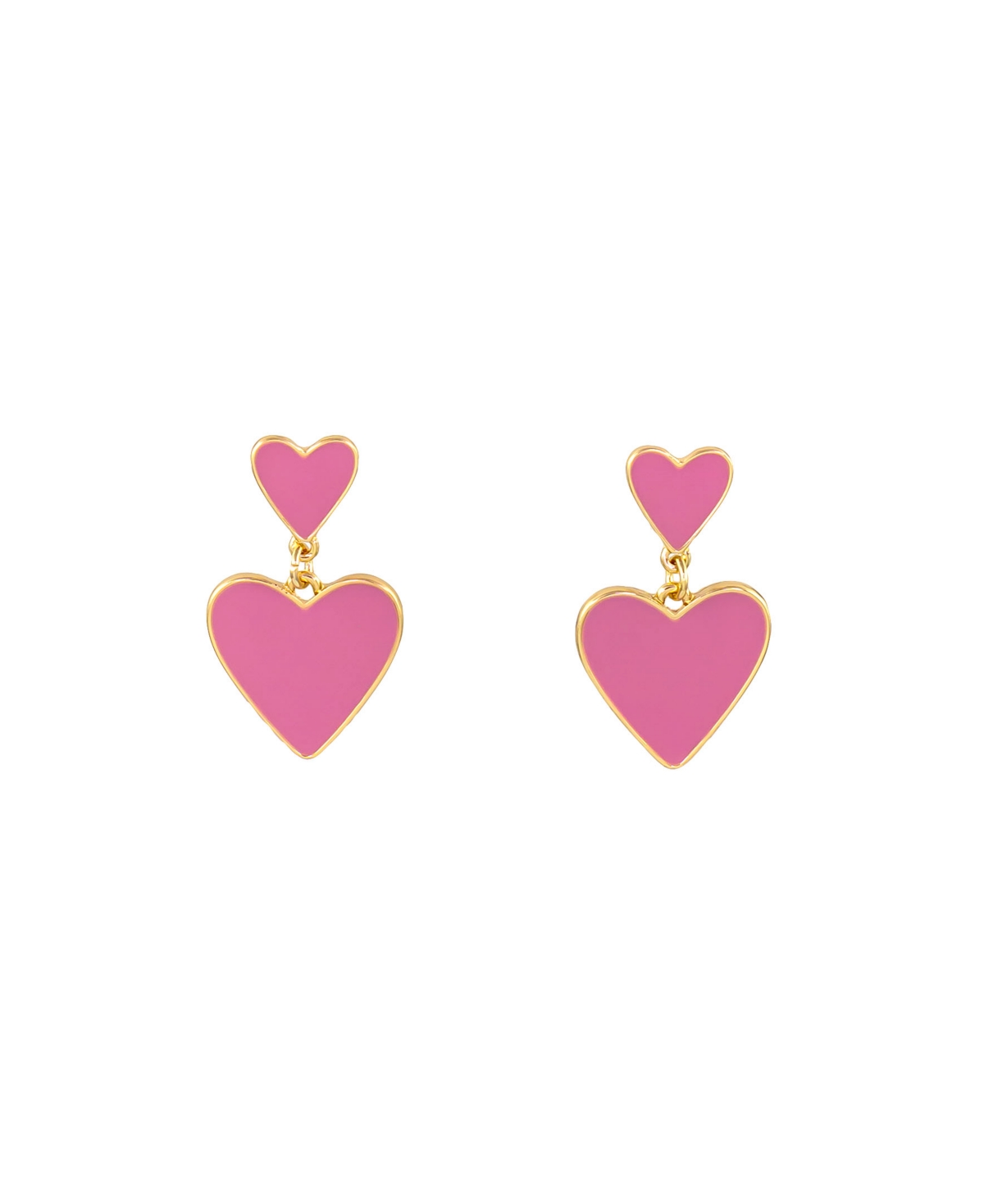Pierced Earring Double Link Hearts Earring - Pink