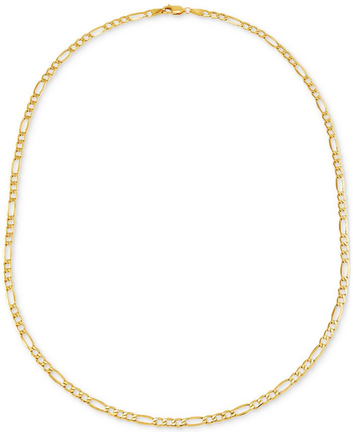 Hip Hop Style 14k Italian Figaro Chain Necklace - White Gold Plated, 20-30 Inch Adjustable Lobster Clasp