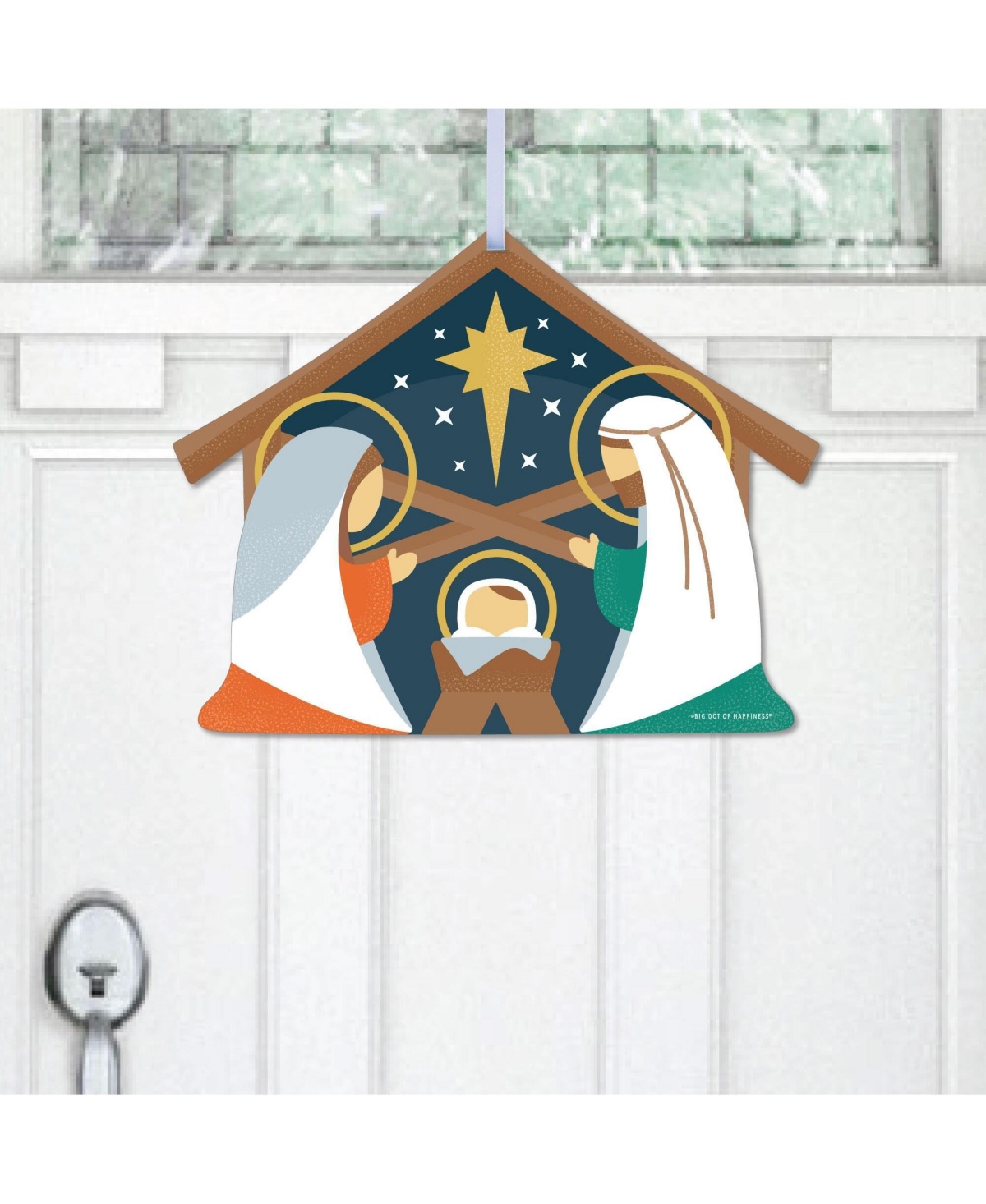 Holy Nativity - Hanging Religious Christmas Outdoor Front Door Decor - 1 Pc Sign