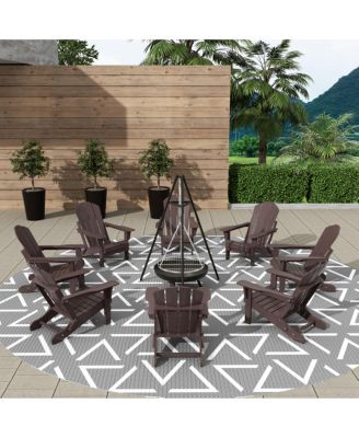 All-Weather Contoured Outdoor Poly Folding Adirondack Chair (Set of 8)