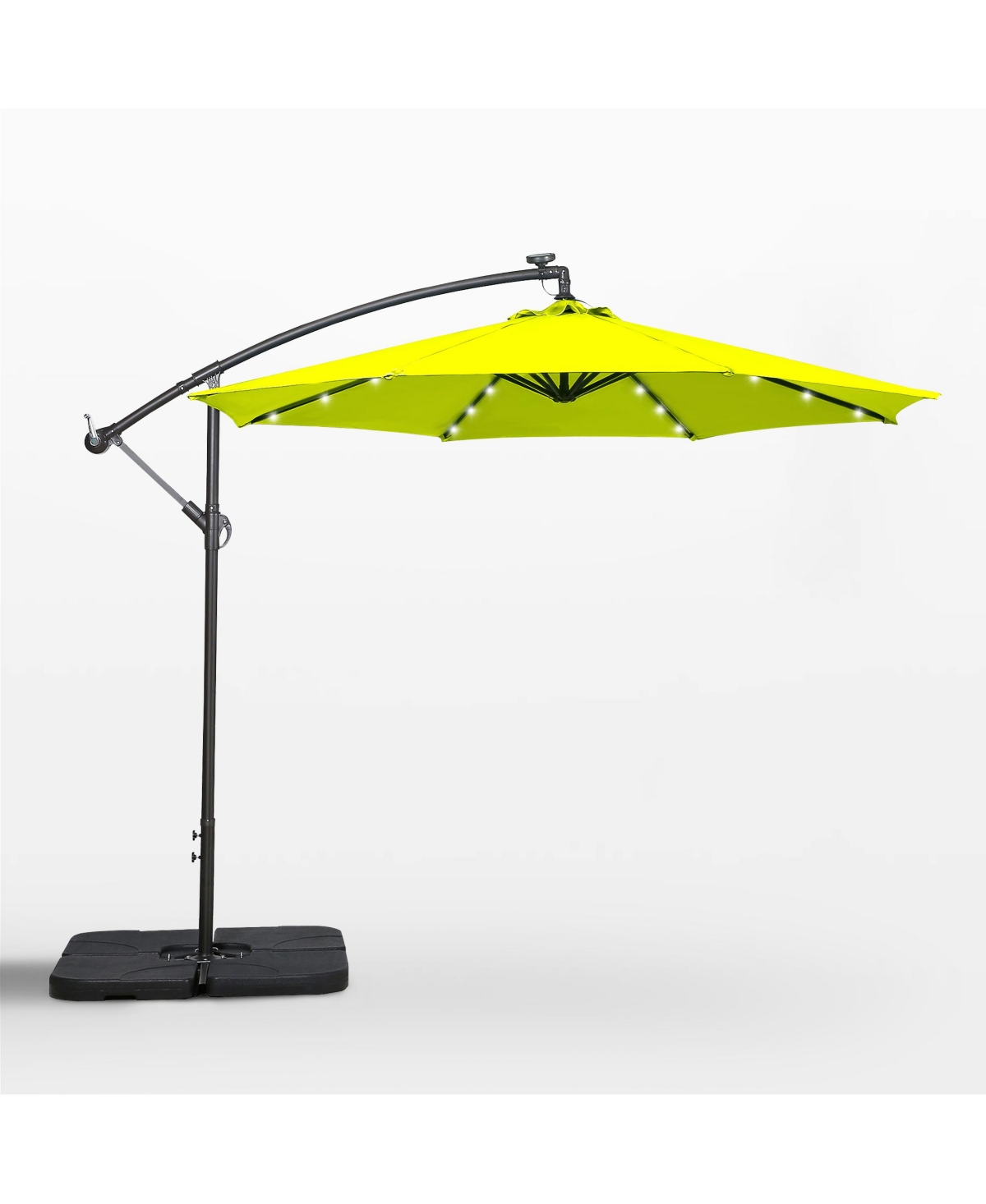 10 Ft Outdoor Solar Led Cantilever Umbrella with Base Weights - Dark Green