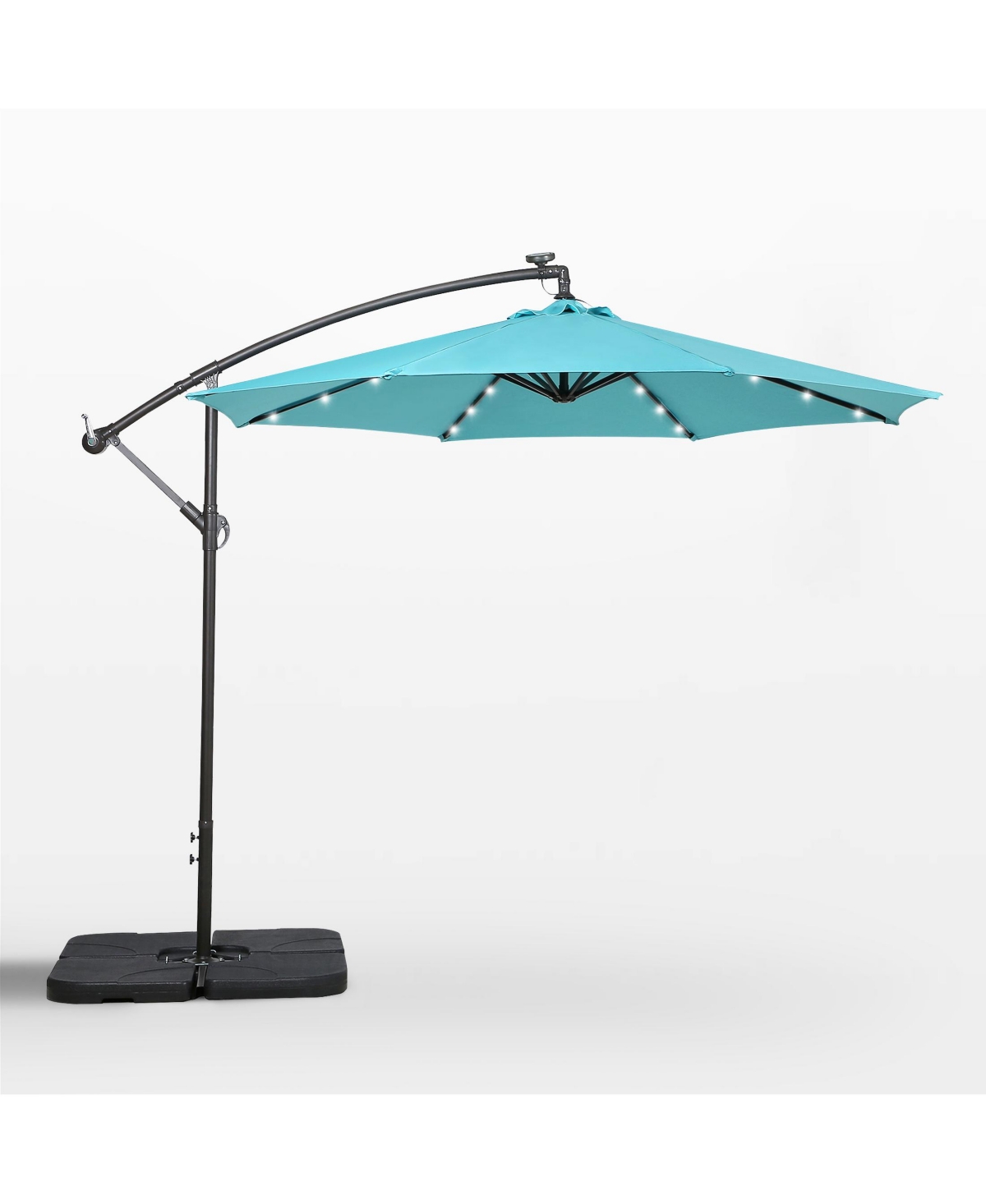 10 Ft Outdoor Solar Led Cantilever Umbrella with Base Weights - Dark Green