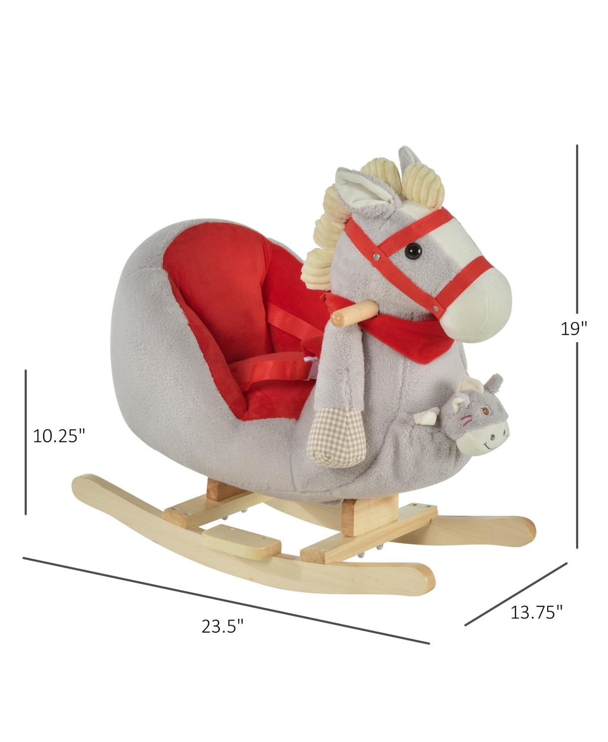 Qaba Indoor Childrens Horse Animal Chair for Kids 18-36 Months Old,- Grey