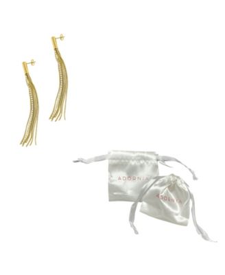  14K Gold-Tone Plated Fringe Chain and Crystal Tassel Earrings
