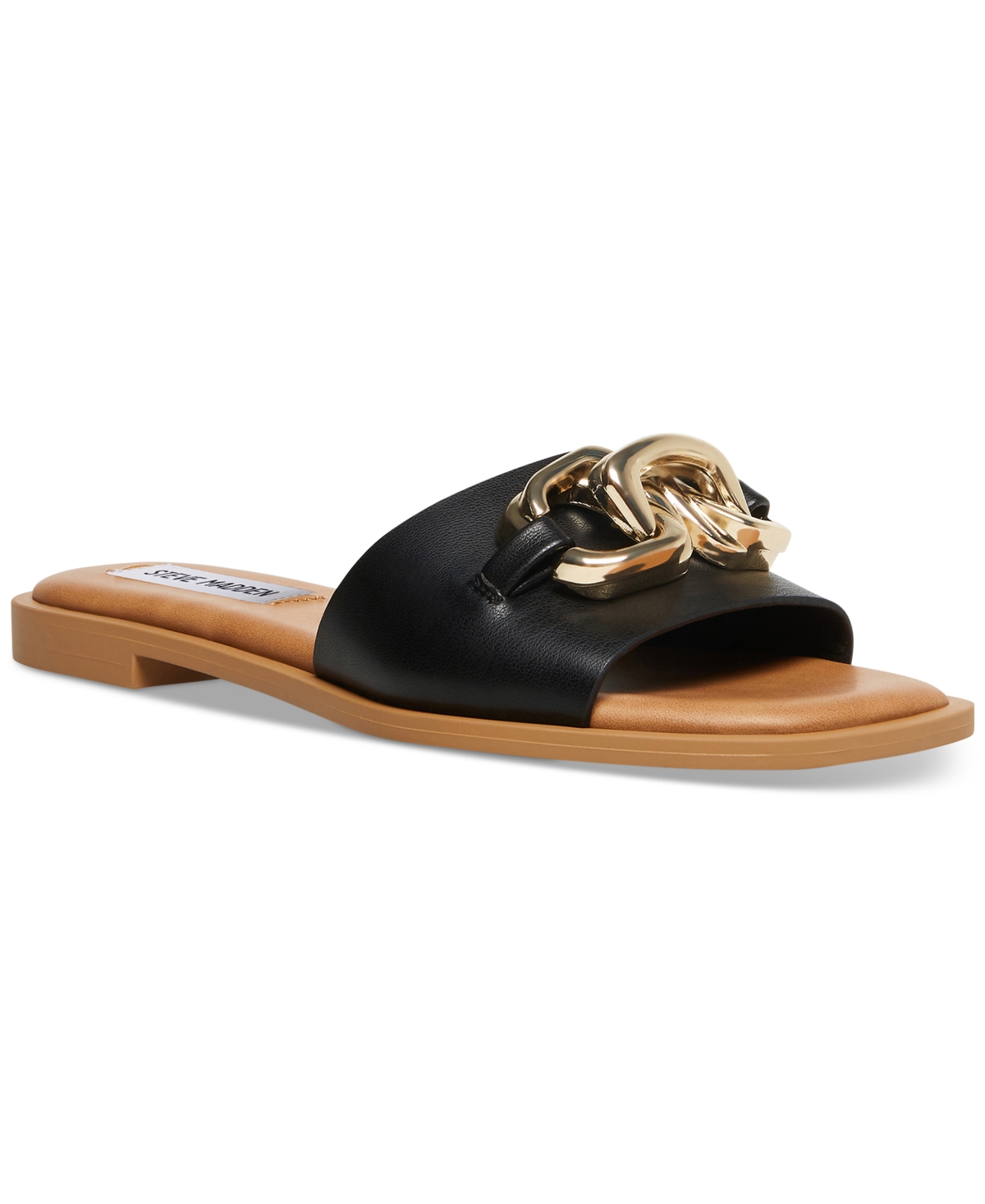 Steve Madden Gene Slide Sandal In Black Leather ModeSens