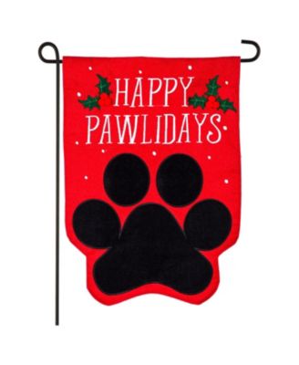 Happy Pawlidays Garden Burlap Flag