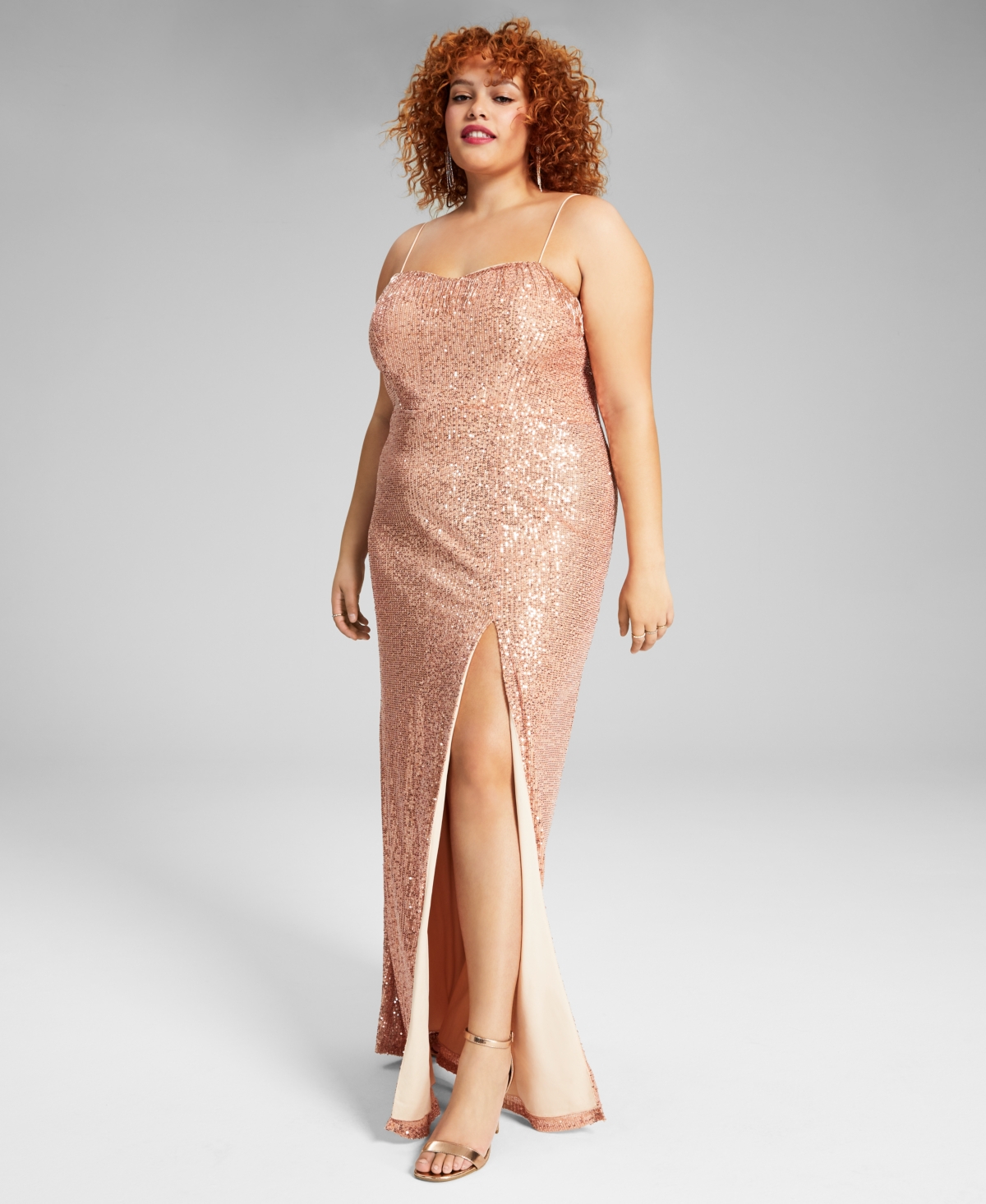 Macy's rose shop gold sequin dress