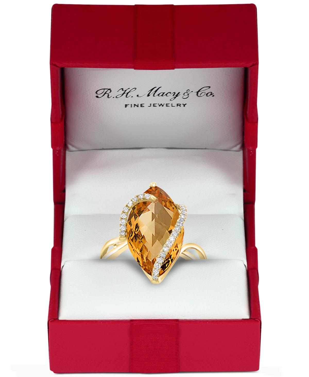Sunset by Effy Marquise-Cut Pink Amethyst (6-7/8 ct. t.w.) and Diamond (1/8 ct. t.w.) Wrap Ring in 14k Gold (Also in Citrine, Lemon Quartz, Green Quar