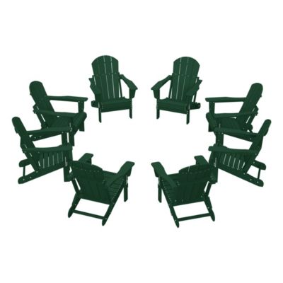 All-Weather Contoured Outdoor Poly Folding Adirondack Chair (Set of 8)