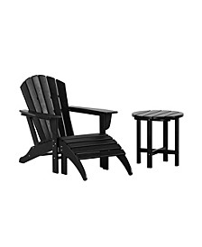 Outdoor Adirondack Chair with Ottoman Side Table Set