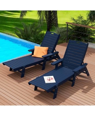 Adirondack Outdoor Chaise Lounge for Patio Garden Poolside (Set of 2)