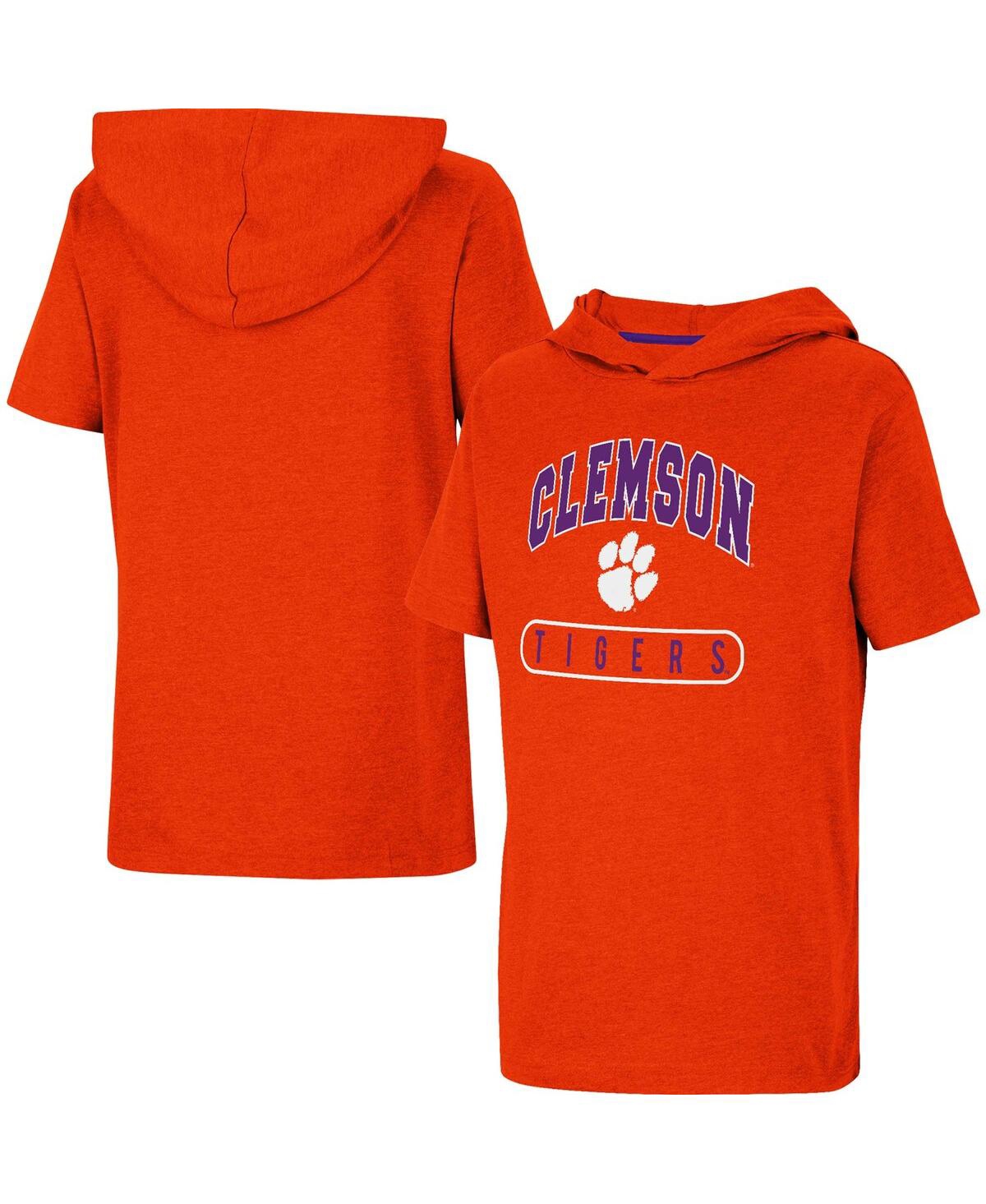 Colosseum Kids' Big Boys  Heather Orange Clemson Tigers Varsity Hooded T-shirt