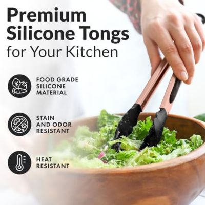 Stainless Steel Kitchen Tongs with Silicone Tips - Set of 2