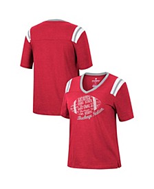 Women's Heathered Scarlet Ohio State Buckeyes 15 Min Early Football V-Neck T-shirt