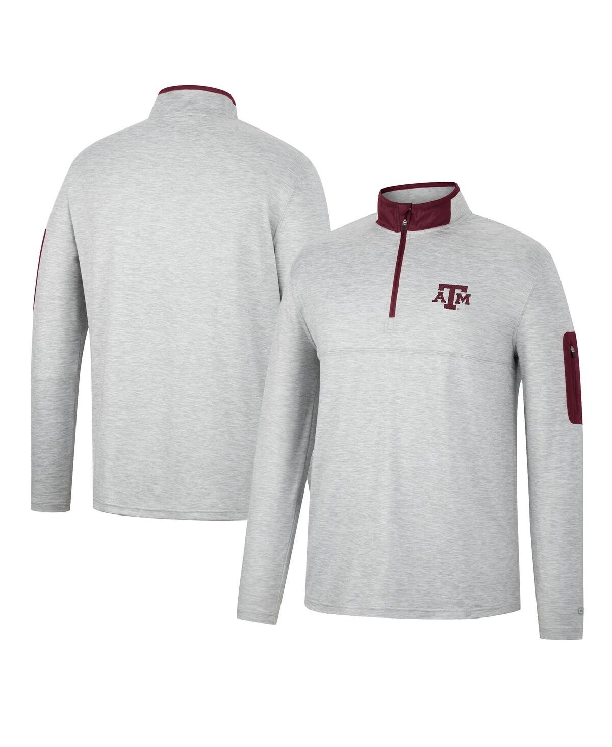 Shop Colosseum Men's  Heathered Gray, Maroon Texas A&m Aggies Country Club Windshirt Quarter-zip Jacket In Heathered Gray,maroon