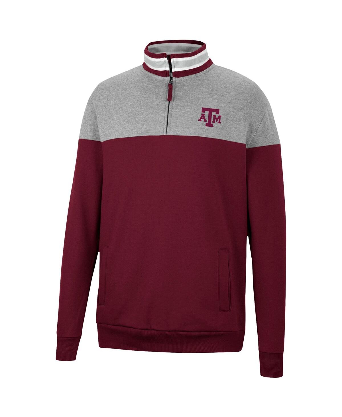 Colosseum Men's  Heathered Gray, Maroon Mississippi State Bulldogs Be The Ball Quarter-zip Top In Heathered Gray,maroon