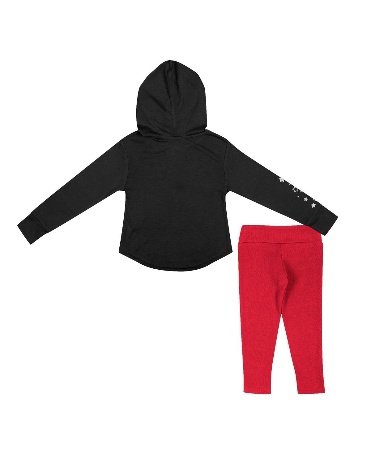 Colosseum Toddler Girls  Black, Scarlet Nebraska Huskers Most Delightful Way Long Sleeve Hoodie T-shi In Black,scarlet