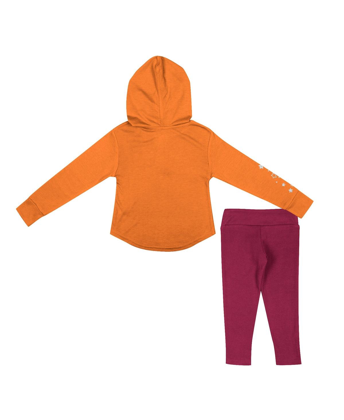 Colosseum Toddler Girls  Orange, Maroon Virginia Tech Hokies Most Delightful Way Long Sleeve Hoodie T In Orange,maroon