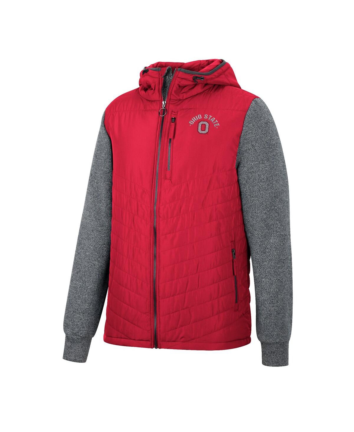 Shop Colosseum Men's  Scarlet Ohio State Buckeyes Course Herringbone Full-zip Hoodie