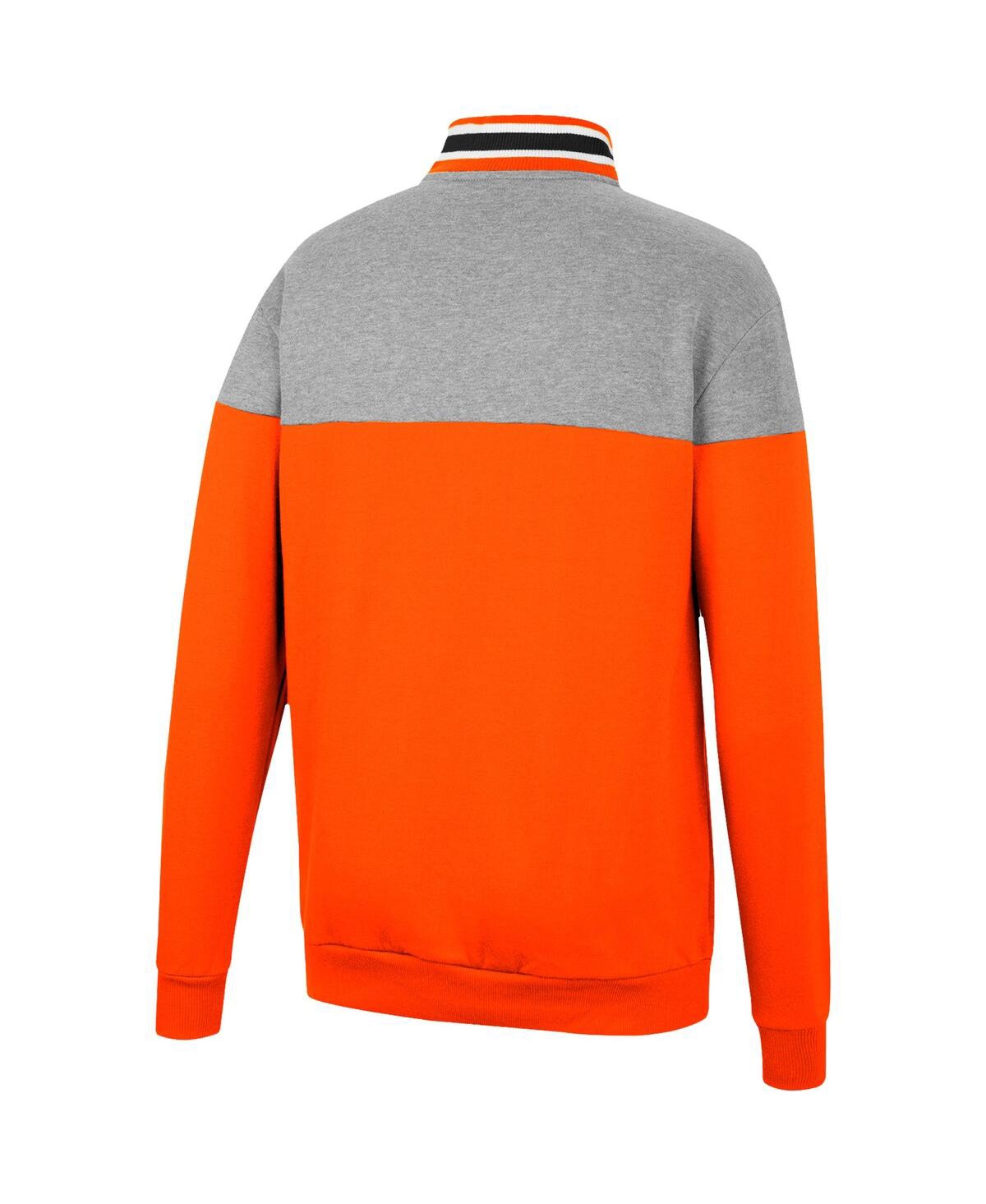 Colosseum Men's  Heathered Gray, Orange Oklahoma State Cowboys Be The Ball Quarter-zip Top In Heathered Gray,orange
