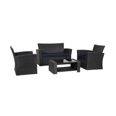 4-Piece Modern Patio Conversation Sofa Set with Cushions