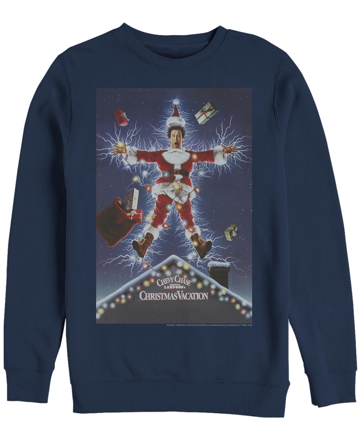 Fifth Sun Men's National Lampoon Christmas Vacation Lampoon Poster Crew Fleece Pullover In Navy