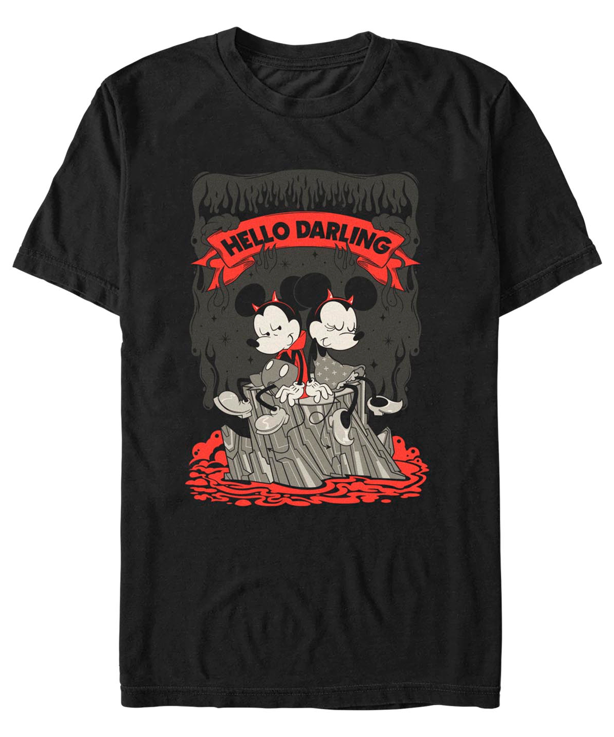 Fifth Sun Men's Mickey Classic Hello Darling Short Sleeves T-shirt In Black