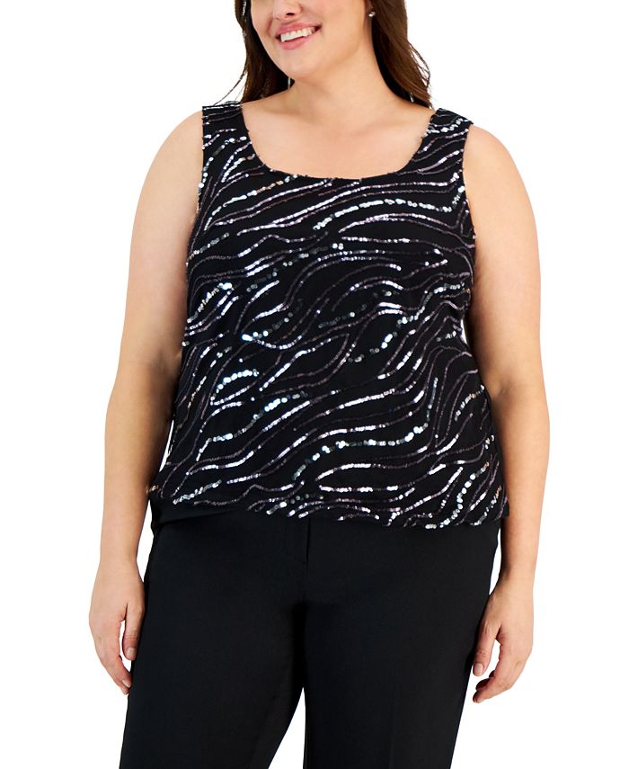 Plus 3/4 Sleeve Twinset with Illusion Jacket