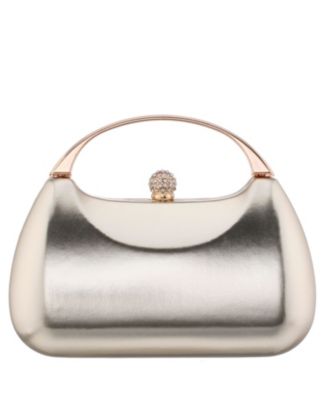 Women's Metallic Minaudiere bag with Metal Handle