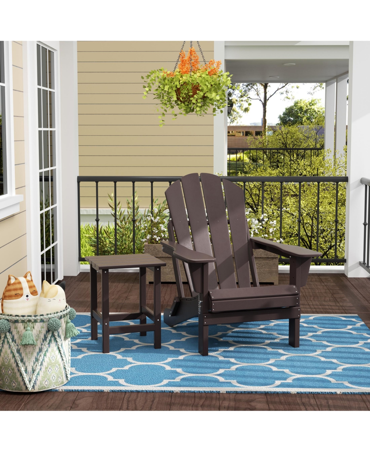 WestinTrends -Piece Set Outdoor Folding Adirondack Chairs with Side Table