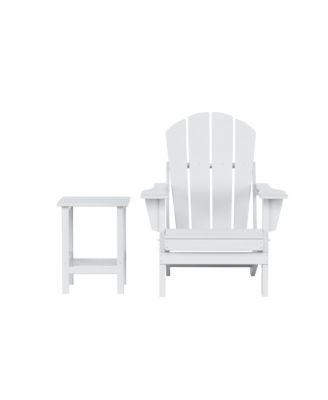 2-Piece Set Outdoor Folding Adirondack Chairs with Side Table