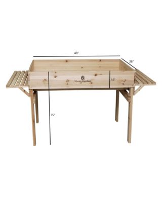 Master Gardner Raised Bed Garden Table, Light Brown Wood, 3 x 4 ft
