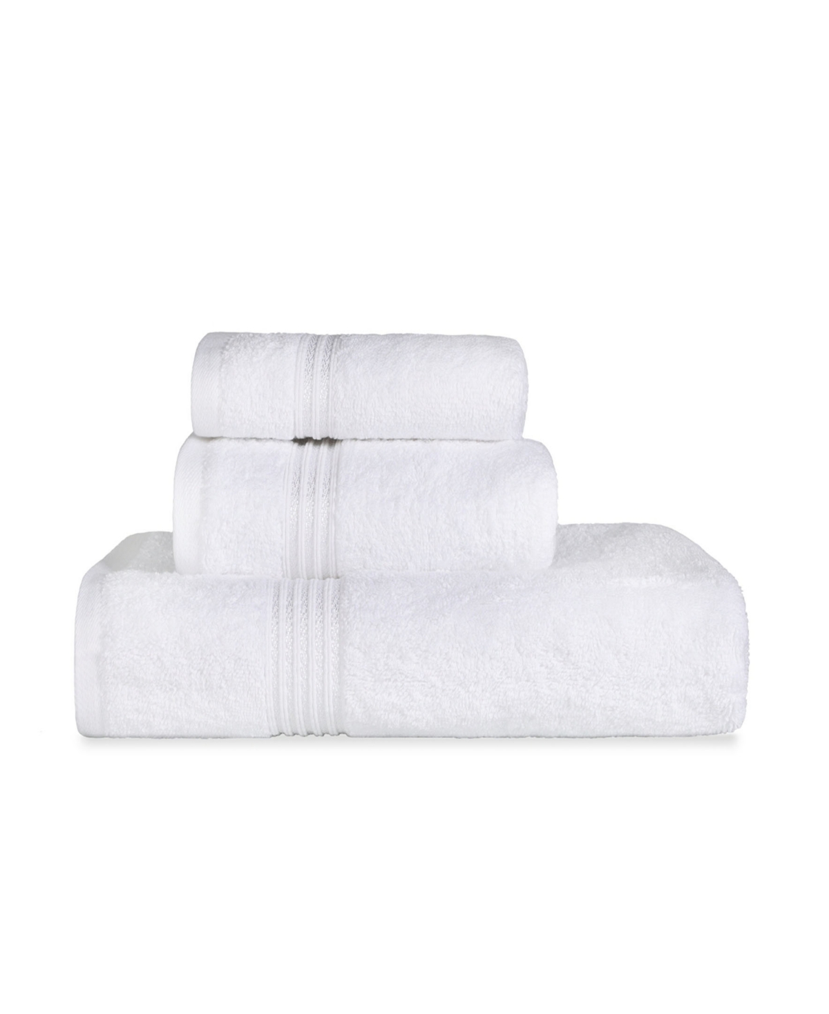 Superior Solid Quick Drying Absorbent 3 Piece Egyptian Cotton Assorted Towel Set Bedding In White