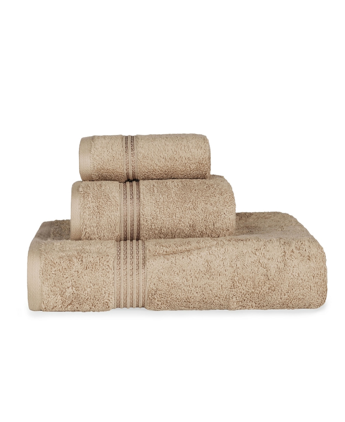 Superior Solid Quick Drying Absorbent 3 Piece Egyptian Cotton Assorted Towel Set Bedding In Taupe