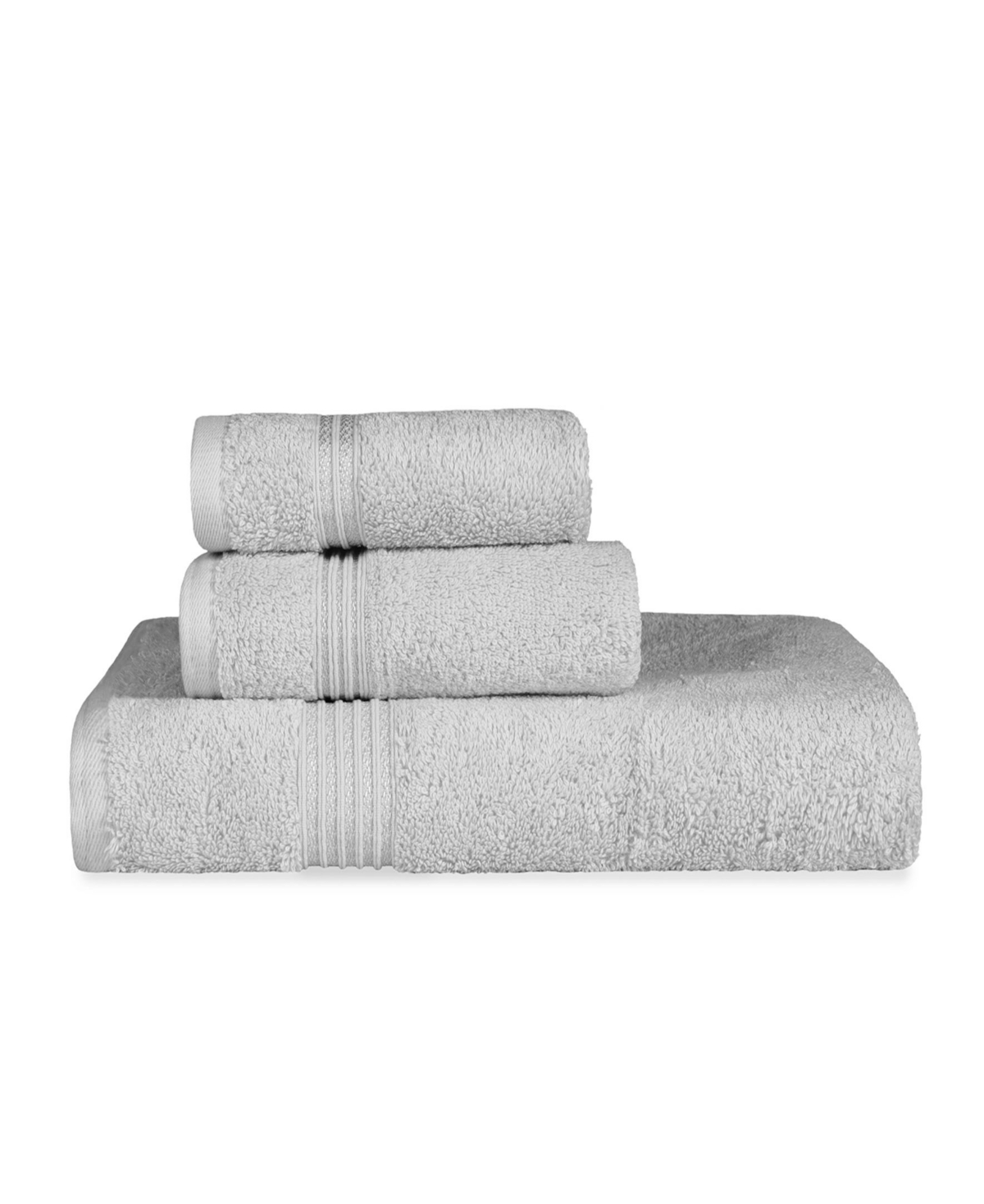 Superior Solid Quick Drying Absorbent 3 Piece Egyptian Cotton Assorted Towel Set Bedding In Silver