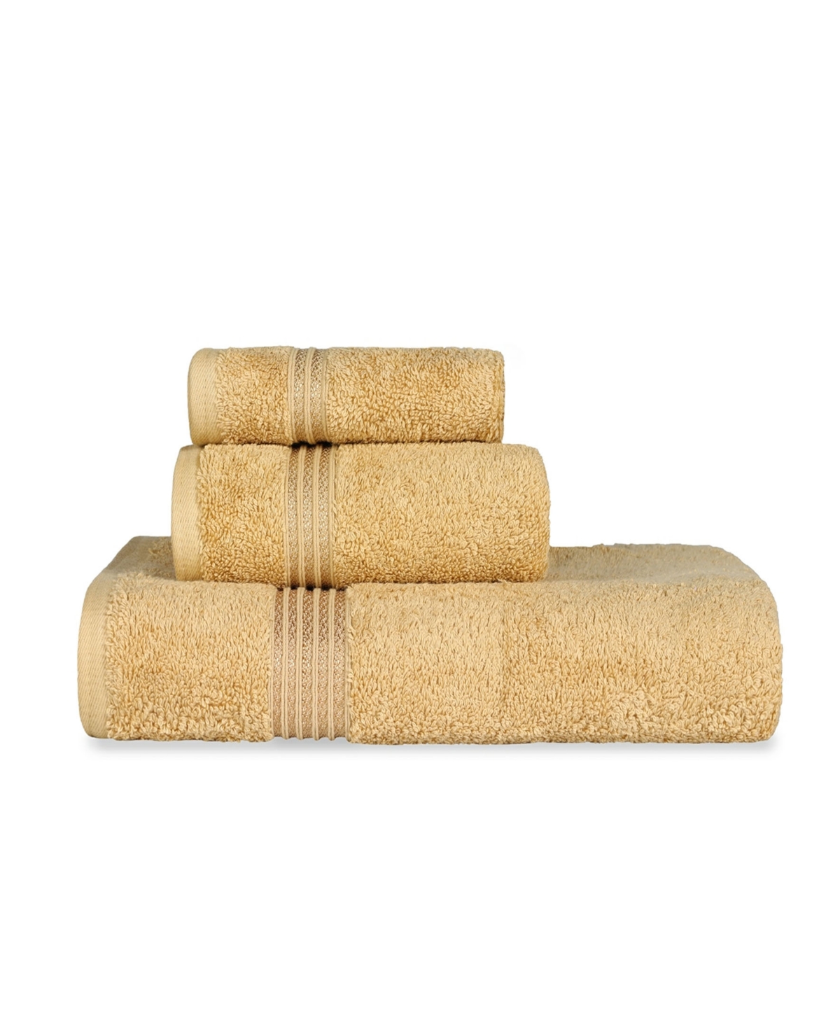 Superior Solid Quick Drying Absorbent 3 Piece Egyptian Cotton Assorted Towel Set Bedding In Gold