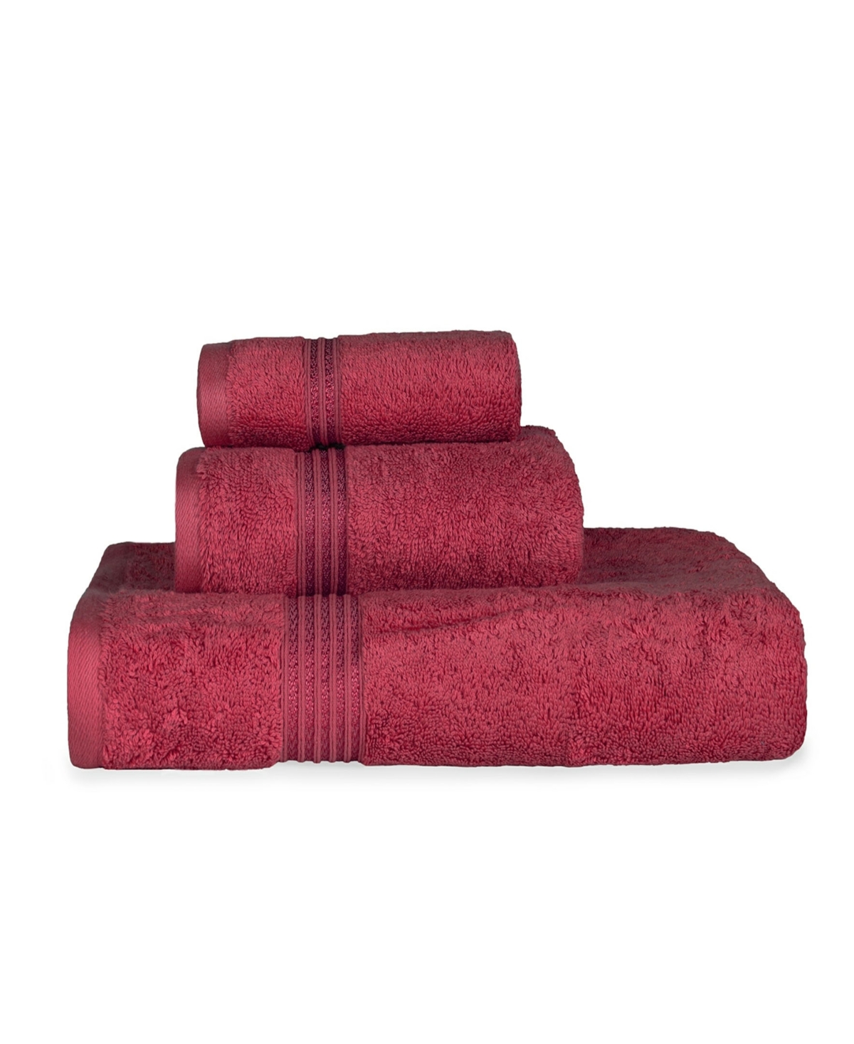 Superior Solid Quick Drying Absorbent 3 Piece Egyptian Cotton Assorted Towel Set Bedding In Burgundy