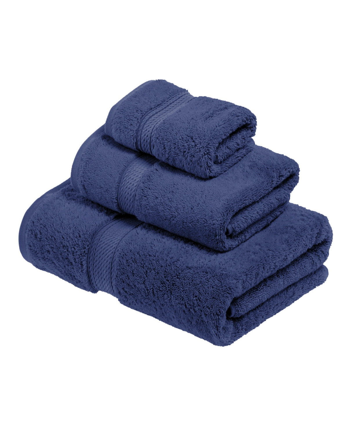 Superior Highly Absorbent Egyptian Cotton 3-piece Ultra Plush Solid Assorted Towel Set Bedding In Navy Blue