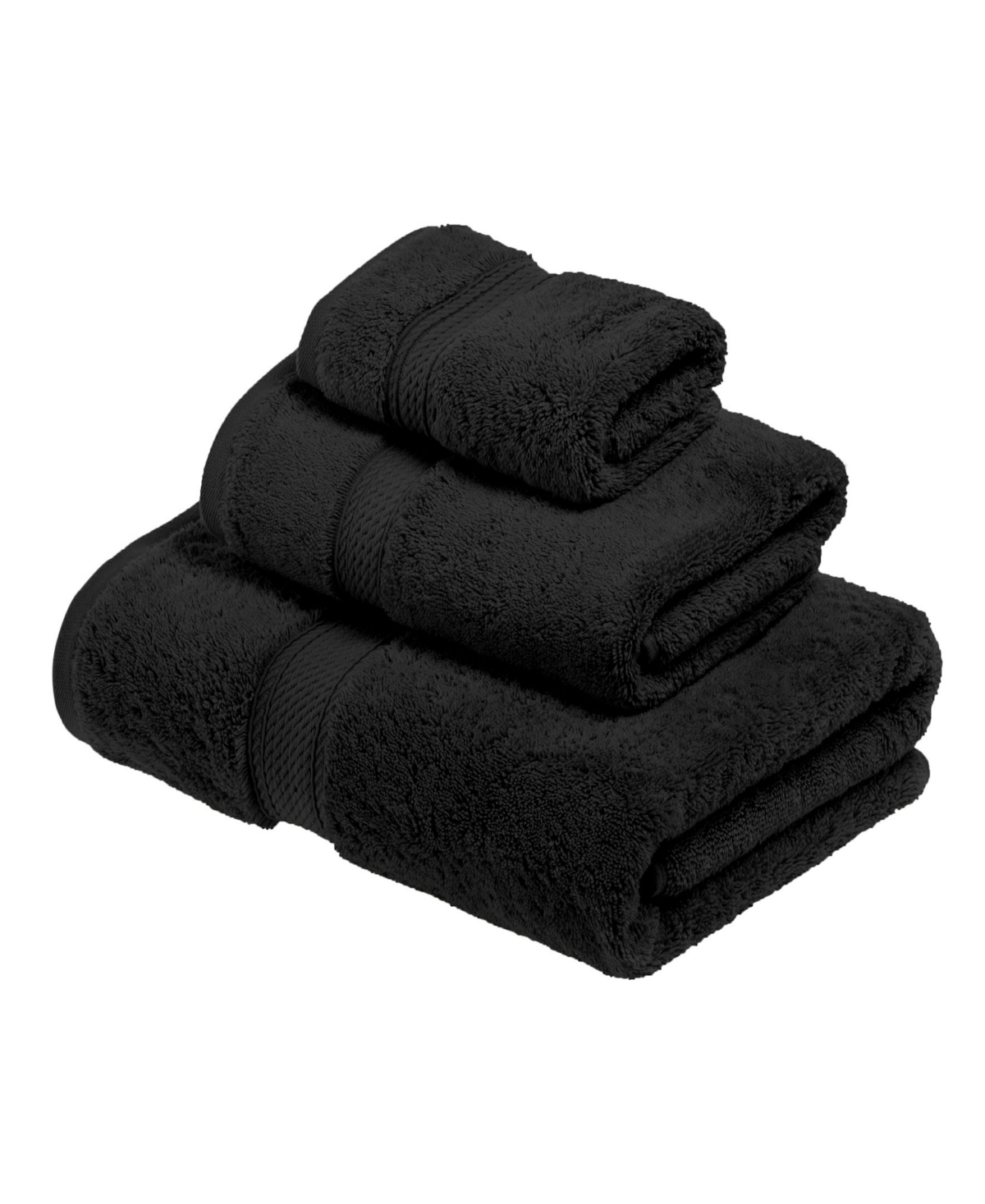 Superior Highly Absorbent Egyptian Cotton 3-piece Ultra Plush Solid Assorted Towel Set Bedding In Black