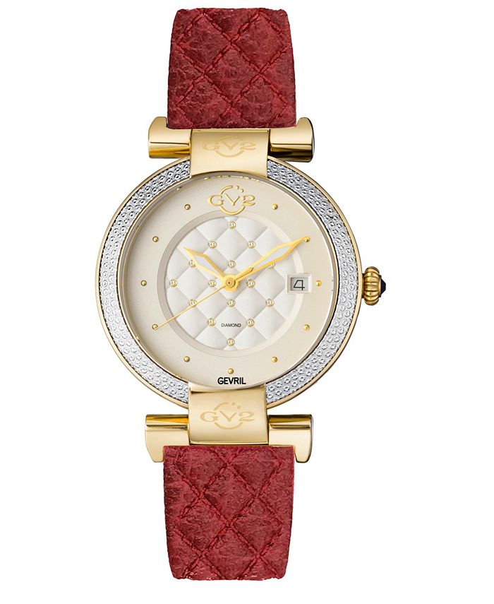 GV2 by Gevril Women s Berletta Swiss Quartz Diamond Accents Red