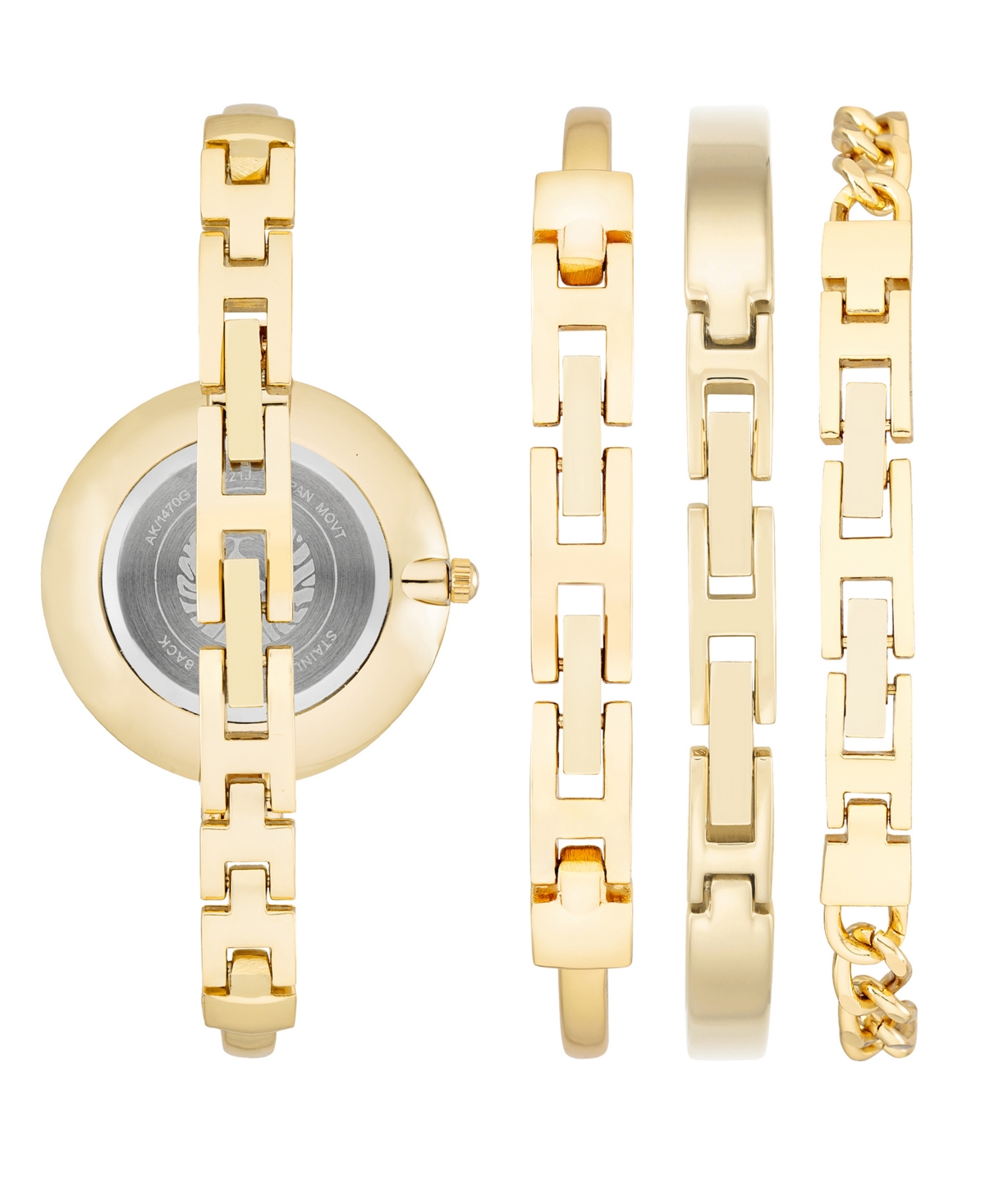 Anne Klein Women's Gold-tone Alloy Bangle Fashion Watch 41mm Set 4 Pieces In Gold-tone