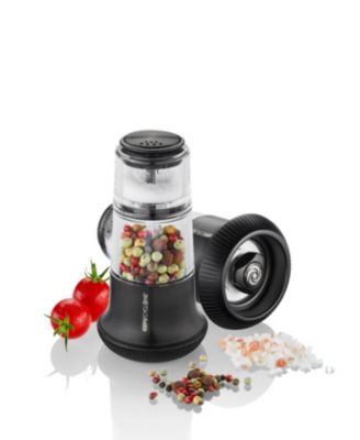 Stainless Steel With Ceramic Grinder Black Finish Small Pepper Mill with Salt Shaker
